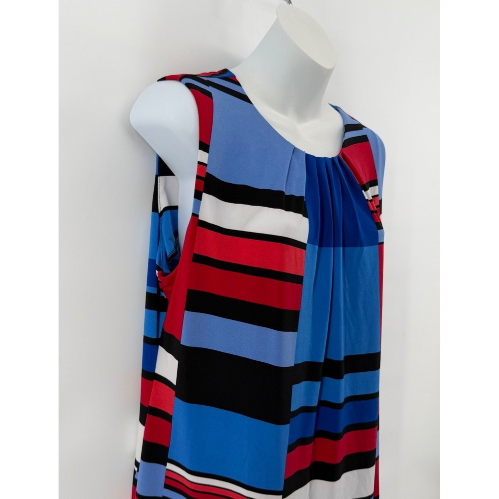 Calvin Klein Colorblock Sleeveless Blouse Blue Red Striped‎ Top Womens XL - Picture 4 of 11